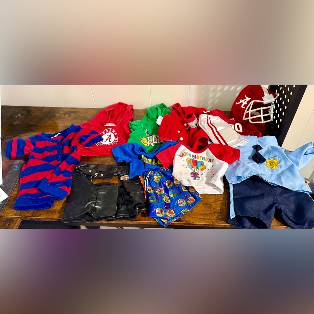Build a Bear Lot of Clothing Shoes, Ninja Turtle, Football, Biker